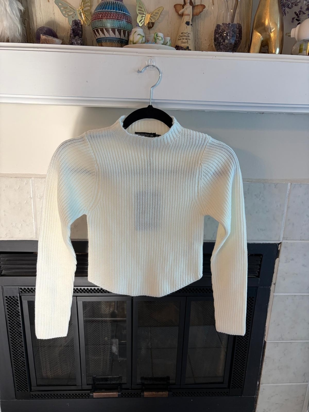 PRETTYLITTLETHING Petite White Ribbed Sweater